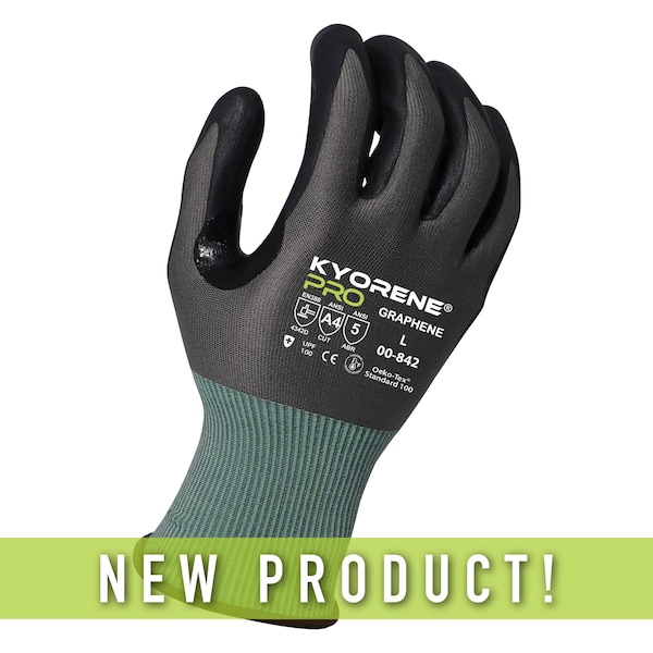 Kyorene Pro 18g Gray Graphene A4 Liner with Black HCT Nano-Foam Nitrile Palm Coating (XXL) PK Gloves 00-842 (XXL) - main
